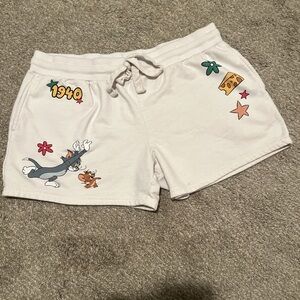 Women’s White Tom and Jerry Cartoon Sweat Shorts Lounge Comfy XXL